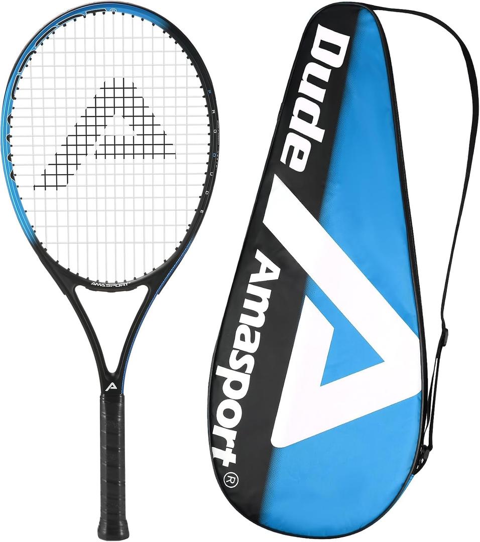 AMA SPORT Tennis Racket - Pre-Strung Light Balance 27 inch Tennis Racquet for Women and Men