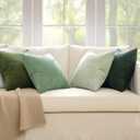 MIULEE Boho Farmhouse Sage Green Throw Pillow Covers 18x18 Inch Set of 4 Mordern Nordic Cushion Covers Soft Corduroy Spring Home Decor for Couch Bed Sofa Living Room Forest Green