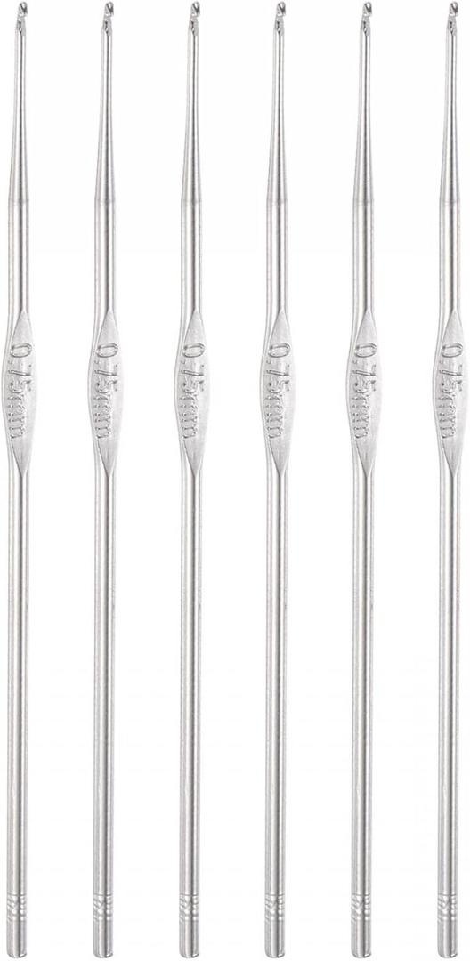Uxcell Stainless Steel Crochet Hook 0.75mm US Size 14 Knitting Needles for DIY Craft Yarn 6Pcs