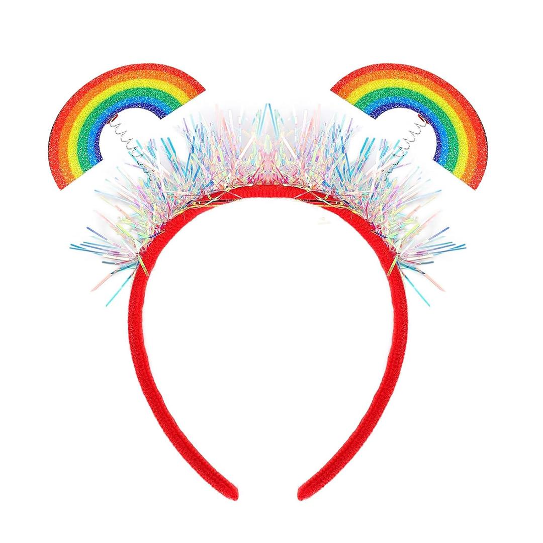 3 x Gay Pride Rainbow Hairband Sparkle Tassel Head Bopper Hair Decorations Colorful Hoop for Women Girls Kids Pride Parades Festival Headdress Accessories 1PCS