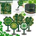 5 Pcs St. Patrick's Day Table Decorations Shamrock Wooden Sign Shamrock Centerpieces for Tables Irish Tiered Tray Decor Double Sided Printing St Patricks Day Decoration for Home Office Kitchen