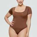 Body Shaper For Women, Seamless Short-Sleeved Bodysuit With Tummy Control And Waist Cincher M
