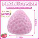 2 x 4 Pcs Soft Strawberry Squishy Toys for Stress Relief, Cute Sensory Fidget Toy for Adults, Kawaii Sticky Squeeze Fruit for Anxiety and Relaxation, Small Desk Toys for Home Office (Pink)