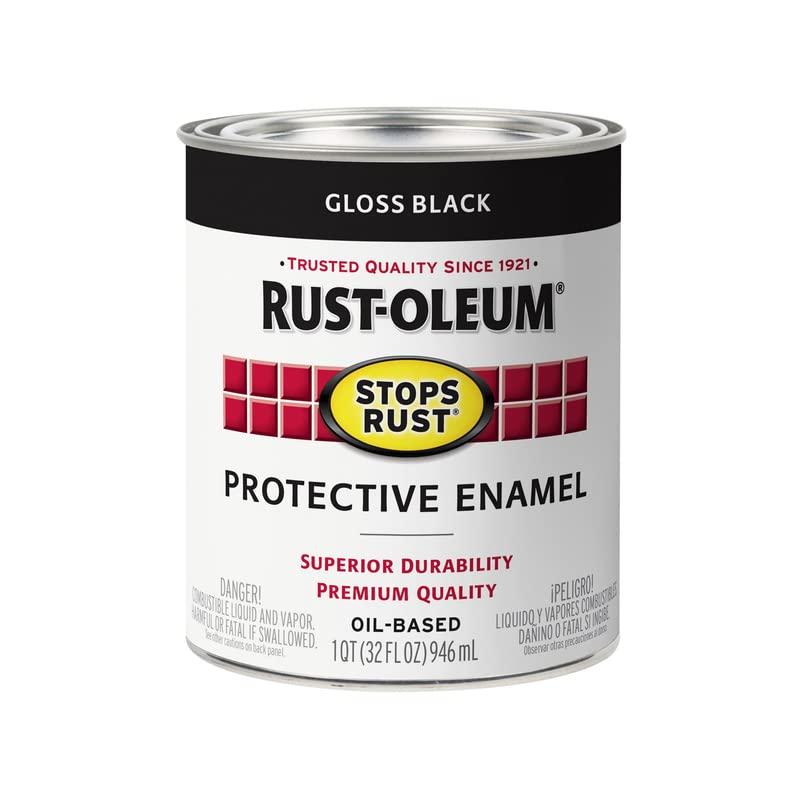 Rust-Oleum Stops Rust Gloss Black Oil-based Industrial Enamel Paint Quart