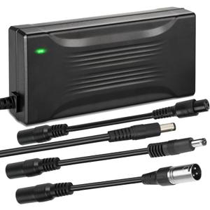 54.6V 3A Charger for 48V 13S Lithium Li-ion Battery Pack, 48 Volt Universal Battery Charger with 3 pin XLR Connector, 5.5 * 2.5mm, 5.5 * 2.1mm Male Plug, 8mm 3 Prong Female Plug