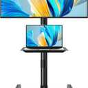 Rolling TV Stand with Wheels for 32-55Inch Screens up to 55lbs Mobile TV Stand with Shelf Height Adjustable Mobile TV Cart Max VESA 400x400mm, Black
