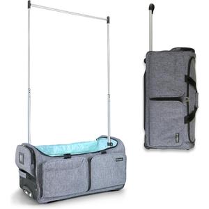 Mavii Dance Bag with Garment Rack - Wheeled 28 Inch Collapsible Travel Bag, Rolling Garment Rack Luggage, Gray