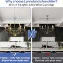30" Gold Chandelier, 9-Light Modern Farmhouse Chandelier for Dining Room Lighting Fixtures Hanging, Candle Chandelier Light for Living Room, Kitchen Island, Bedroom and Entryway (Bulbs Not Included)