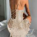 Womens Sequin Sexy Bodycon Dress Square Neck Flowy Glitter Sleeveless Homecoming Dresses Night Out Party Dress (Gold, S)