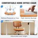 PU Leather Home Office Chair Armless with Wheels, Adjustable Height Rolling Work 360 Swivel Comfy Computer Desk Chairs with Low Back Lumbar Support for Makeup Bedroom, Chestnut, 1.51 ft x 1.36 ft x 2.85 ft
