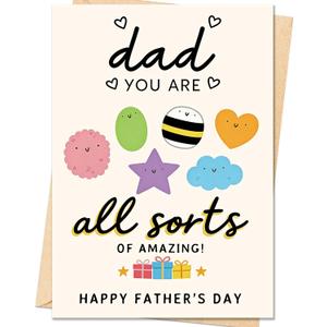 3 x Fathers Day Card,Funny Fathers Day Cards Gifts Decorations for Dad from Daughter Son Kids,Happy Father's Day Cards Gifts Ideas with Envelope,Sweet Dad Card