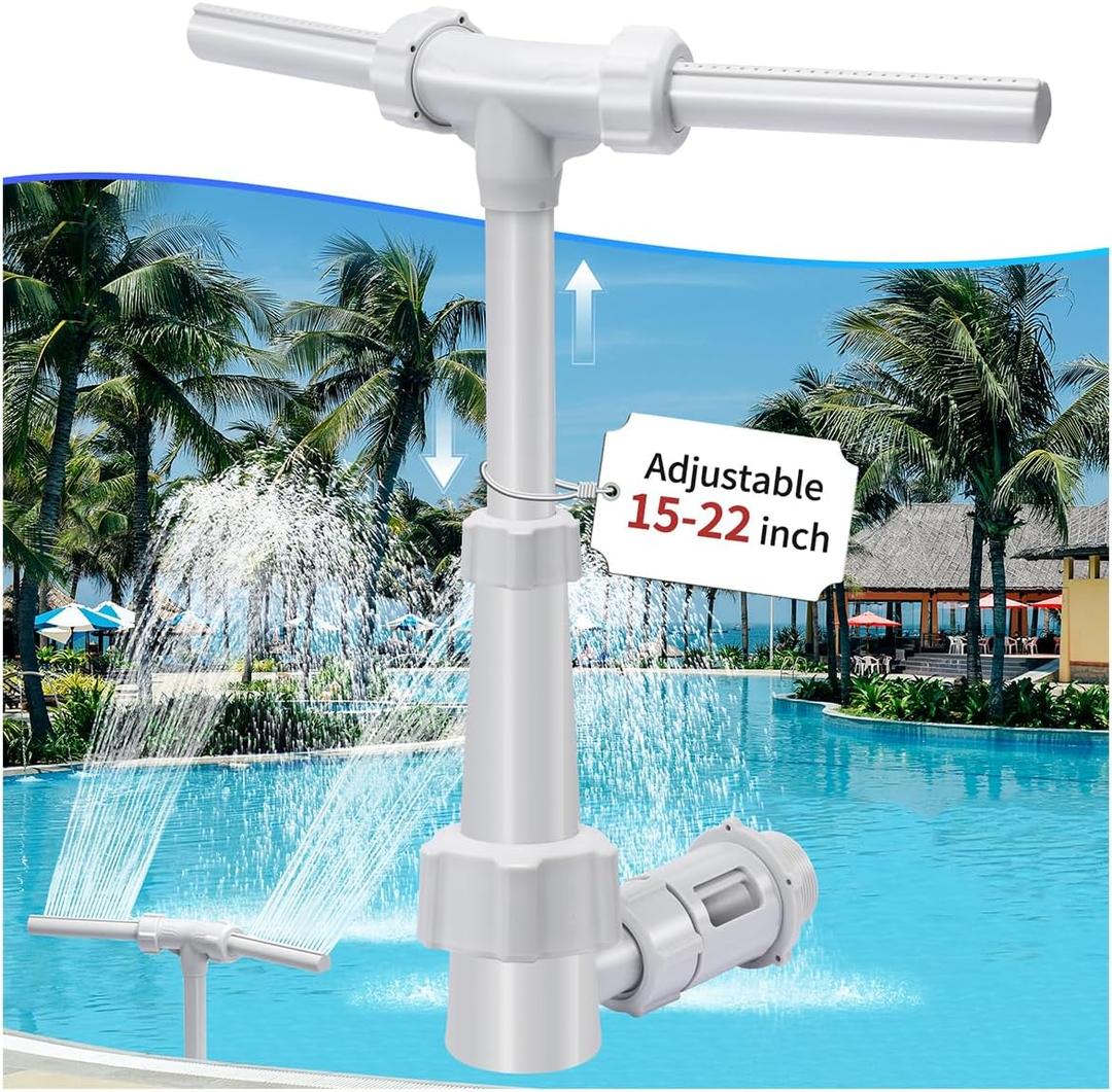 Patented Pool Fountains for Above-Inground Pool - Water Fun Waterfall Swimming Pool Jet Aerator Cooler, Extend Adjustable Pipe Pool Sprinkler Dual Spray, Swimming-Pool Garden Decor (Gray)