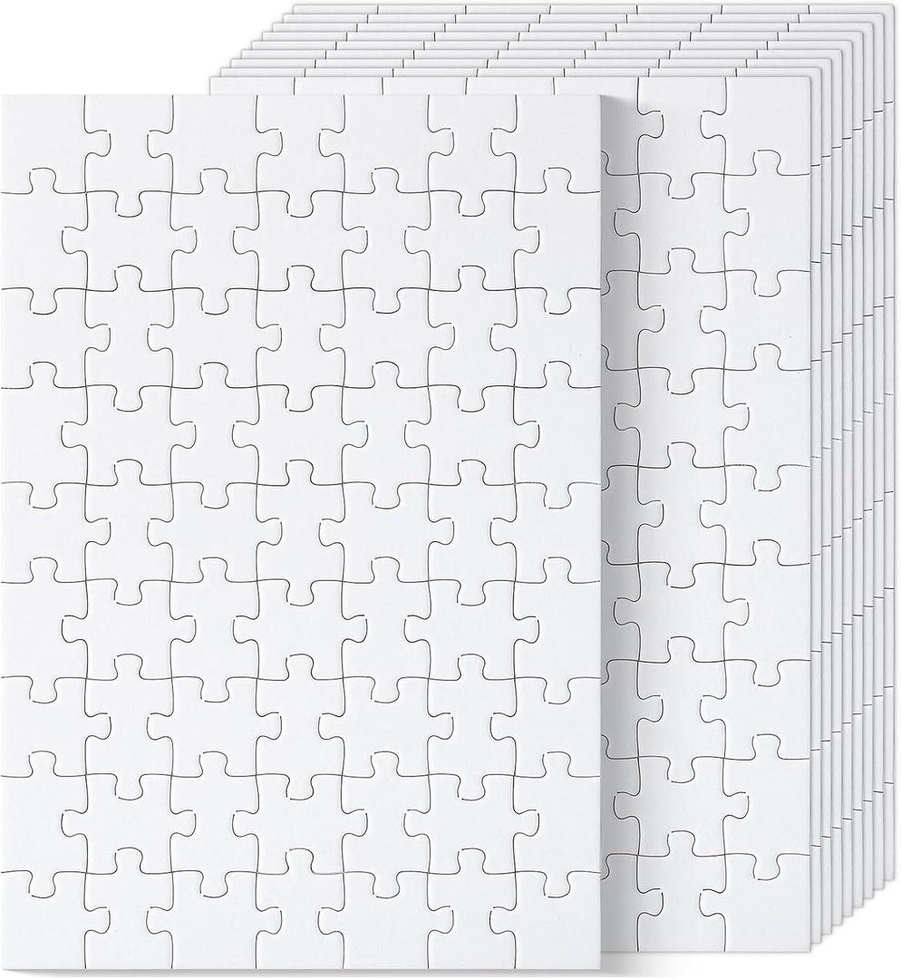 Mr. Pen- Blank Puzzle, 10 Pack, 63 Pieces/Pack, 8.2" x 5.6", White Puzzle, Blank Puzzles to Draw on, All White Puzzle, Blank Puzzle Pieces to Write on, Blank Jigsaw Puzzle Pieces