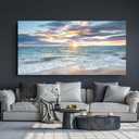 Yxbhhym-Large Canvas Wall Art Beach Artwork for Walls Coastal Wall Décor Seascape Prints Ocean Painting Sunset Picture Waves Sea Landscape Poster Bedroom Wall Art Living Room Office Decorations, 48"L x 24"W