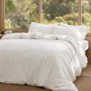 Bedsure Cotton Duvet Cover Queen - Luxury Slub Weave 100% Cotton Duvet Cover Set, PureWoven Bedding Set with a Linen Like Textured, Easy Change, Coconut White, 90" x 90"