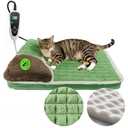 GOLOPET Cat Heating Pad 28x18 in Pet Heating Pads for Cats，Waterproof Smart Thermostat Switch, Adjustable Heated Cat Bed (Green, 23.0" L x 23.0" W x 0.5" Th)