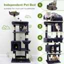 Globlazer Heavy Duty Cat Trees for Large Cats, Sturdy 72in Maine Coon Cat Tree for Large Cats 20 lbs+ Heavy Duty Cat Tower for Adult Biggest Cat with 6 Scratching Posts, Hammock, S72, Dark Gray