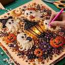 ZHCYPZ Pearl Diamond Painting Kit Halloween Cute 3D Pearl Mosaic Craft Set Holiday Christmas Wall Decor, Handmade Home Decoration Gift, 7.9 X 7.9 Inches