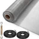 Aluminum Screen Roll with Spline & Rolling Tool Pet-Resistant Durable Aluminum Window Screen, Screen Repair Kit for Rescreening Windows and Doors, 36" x 200"
