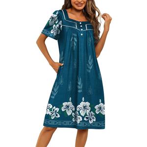Ekouaer Women's House Dress with Pockets Moomoo Dresses Short Sleeve Mumu Nightgown Lounge Dress Button Down Sleepwear 3XL