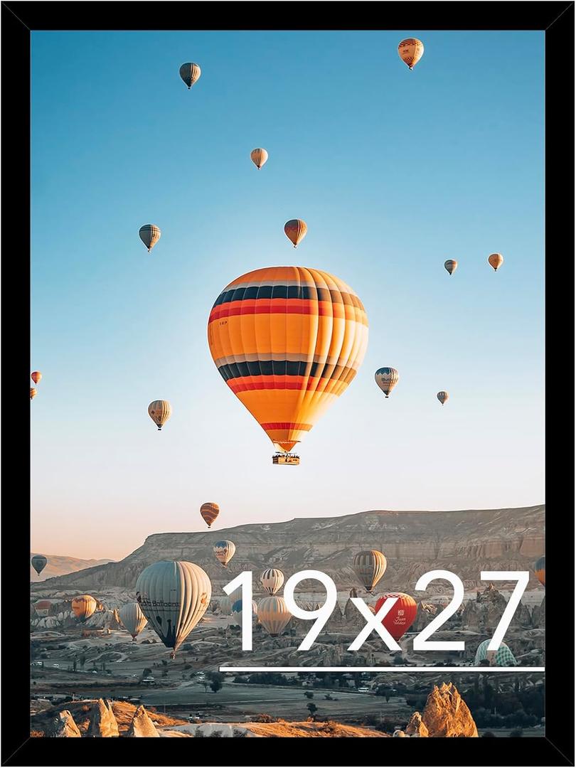 JCJMY 19x27 Picture Frame Black for Puzzles Poster Photo Picture, Horizontal and Vertical Formats for Wall Hanging, 19 x 27 Wall Gallery Poster Photo Frame for 19 by 27 Photos Posters,Black