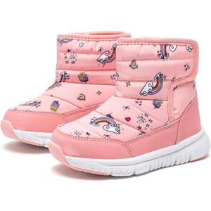 HOBIBEAR Boys Girls Toddler Snow Boots Waterproof Slip Resistant Outdoor Winter Shoes(Toddler/Little Kids/Big Kids) (8.5 Toddler, Peach Pink)