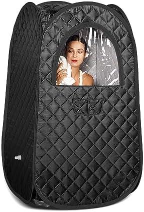 Portable Sauna, Home Sauna Portable Tents, Full Body Steam Sauna Tent, Single Person Sauna, Newly Upgraded Large Space Sauna, Quick-Folding Sauna Tent (No Steamer Included) (Black sauna tent)
