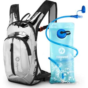 Nepest Hydration Pack Backpack for Women & Men, Lightweight Water Backpack with 2L Water Bladder for Hiking Cycling Running Biking (Holographic - Silvery)