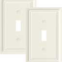 2-Pack Single Toggle Light Switch Cover Plate, Durable Natural Bamboo Fiber Decorative Switch Plate Covers, Light Almond 1 Gang Wall Plate, Corrosion Resistant
