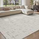 Engiw-Beige Neutral 8x10 Area Rug for Living Room Rug-Carpet Bedroom Rugs Textured Tufted Jacquard Modern Washable Rug for Dining Room Nursery Non Slip