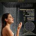 16-Inch XL Black Rain Shower Head, Wall or Ceiling Mounted 304 Stainless Steel Rainfall Showerhead, High Pressure Full Coverage with 324 Anti-Clog Nozzles