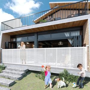 200" Retractable Baby Gates Extra Wide for Large Opening, 41" Extra Tall Retractable Dog Gate Pet Gates, Long Child Safety Mesh Gate with Fiberglass Rods for Stairs, Doorways, Hallways, Indoor/Outdoor (White)