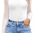 Avidlove Women Long Sleeve Bodysuit Crew Neck Body Suits Mesh One Piece Leotards Shirt Going Out Bodysuit Tops, S