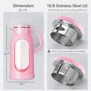 Delove 68 oz/2 Liter Glass Pitcher with Shatterproof Shell - Heat Resistant Glass Liner - Stainless Steel Lid - Carafe & Jug for Iced Tea,Hot/Cold Water,Homemade Juice Beverages (Pink)
