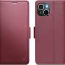 for iPhone 13 Case Wallet with RFID Blocking Card Holder, PU Leather Kickstand Protective Flip Phone Cover Fit for iPhone 13 6.1", Wine Red