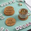6 Set Mahjong Saying Coasters Mahjong Cork Coaster 4 Inches Round Cork Coasters for Cup, Drink, Table Game Mah Jong Lover Housewarming Gifts or Game Night Party Supplies Decoration