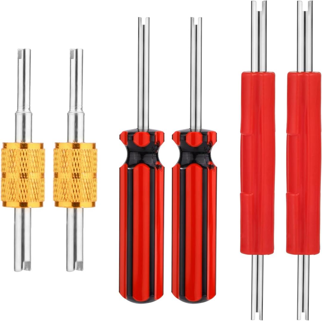 2 x 6pcs Valve Core Wrench Tool, Single & Dual Head A/C Valve Core Extractor Air Conditioning Line Repair Removal Tools Valve Core Remover for Car Bicycle RV Truck HVAC Air Conditioner
