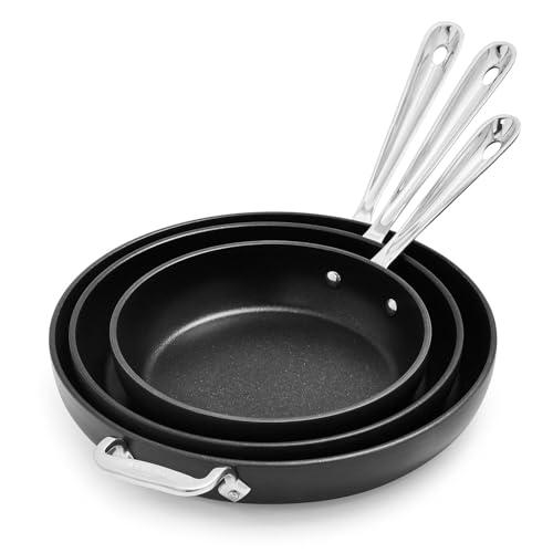 All-Clad Black Nonstick 12" Skillets Set of 3, 834, 1034, 1234