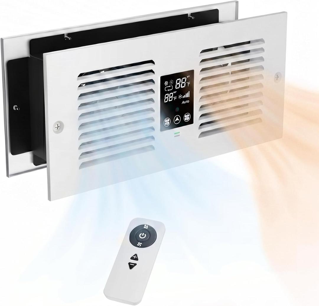Room to Room Air Transfer Fan with 3 Modes, 300CFM Through Wall Fan with Remote Control, 5-Speed In-Wall Vent for Bedroom, Kitchen, and Laundry Room, Hardwired, RTR300CV, Medium