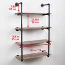 MBQQ Industrial Pipe Shelving Wall Mounted,30in Rustic Metal Floating Shelves,Steampunk Real Wood Book Shelves,Wall Shelf Unit Bookshelf Hanging Wall Shelves,Farmhouse Kitchen Bar Shelving(4 Tier)