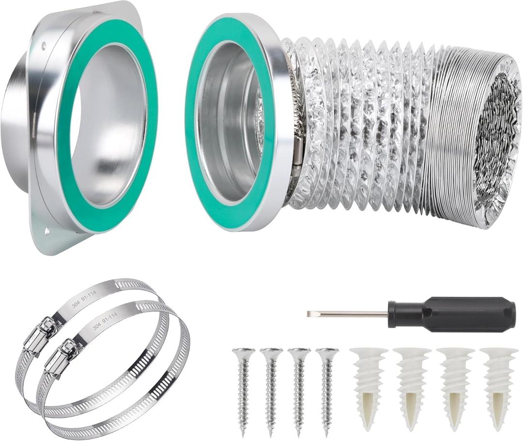 Magnetic Dryer Vent Coupling DV180 Dryer Vent Hose Magnetic Connector Kit-Quick Connection and Disconnection Strong Magnet Self-Alignment Airtight Seal Easy to Clean Included a 3ft 4" Duct & 2 Clamps