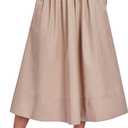 HOTIAN Women's A-Line Midi Skirts Casual Summer Elastic High Waist Pleated Flowy Beach Long Skirt with Pocket (M)