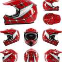 TCMT Youth Dirt Bike Helmet DOT Certified - Kids Full Face Motocross ATV Helmet with Goggles, Gloves and Helmet Bag for Off-Road, BMX, MX, Street Riding