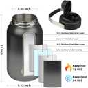 BJPKPK Half Gallon Insulated Water Bottles, 64oz Water Jug with Metal Handle & BPA Free Spout Lid, Dishwasher Safe Flasks, Large Stainless Steel Gym Sport Jugs, Black Grey