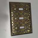 Amerelle Filigree Triple Toggle Cast Metal Wallplate in Antique Brass