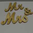 Mr and Mrs Tabletop Wedding Decoration - Wooden Freestanding Letters for Photo Props - Golden Glitter Decor Gift for Bridal Shower Anniversary Party