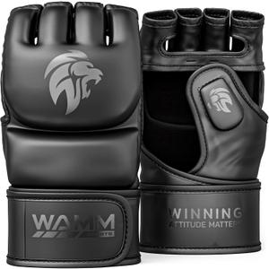 MMA Gloves - for Men & Women - MAXForce EVE Anti-Injury Shock Absorb Boxing Gloves Kickboxing Gloves - Half Finger, Open Palm for Muay Thai, Sparring, Punching Bag (Large/Xlarge, Black)