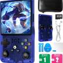 PixelKing 2025 New Upgrade R36MAX Retro Handheld Game Console with 64G Built-in 18000+ Classic Games, Emulator Handheld,4.0" IPS Screen Retro Gaming Console, Rechargeable Portable Pocket Arcade(Blue)