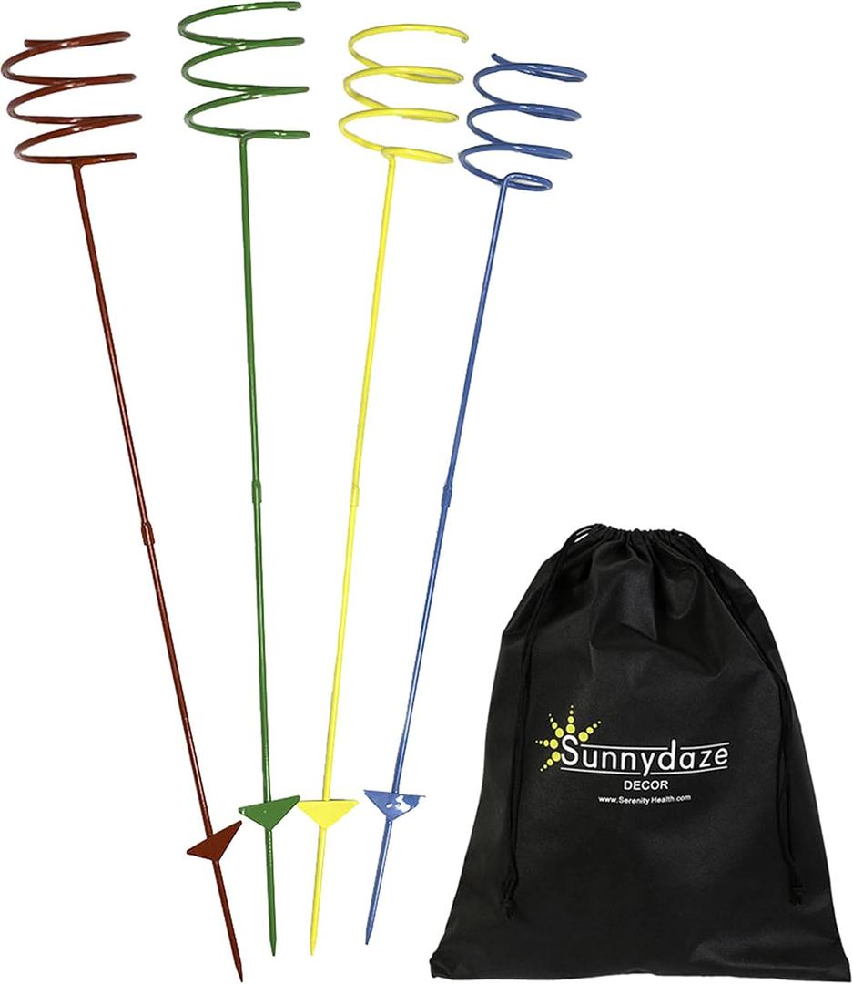 Sunnydaze Outdoor Cup Holders for Yard - Heavy-Duty Outdoor Drink Holder Stakes - Set of 4 - Multicolored (Rainbow)