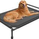 Ekisemio Cooling Breathable Elevated Dog Bed with Metal Frame for Large Dogs, Black